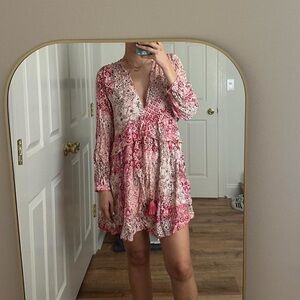 NWT Small Zara Pink and White Patterned Mini Dress